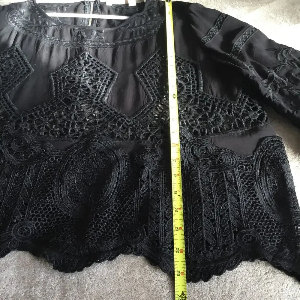 Soft Surrounding Bohemian Black Lace Crochet Top Petite XL